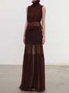 OUDE WAAG High-Neck Shirred Halter Vest OW-OW-25SS-TP02-JZ (PU790 Crimson Purple) (OW-25SS-TP02 OW-25PF-TP03)
